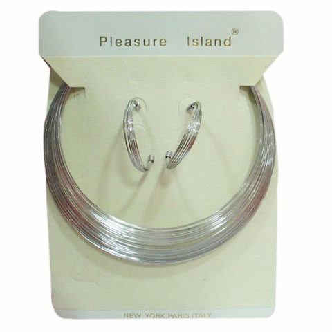 Multistrand Metallic Silver Collar Necklace W/Earring Set(HLD035) -Free Shipping Multistrand Metallic Silver Collar Necklace W/Earring Set(HLD035) -Free Shipping